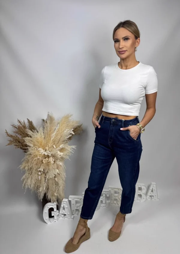 Jeasny Ciemne Mom'S Jeans
